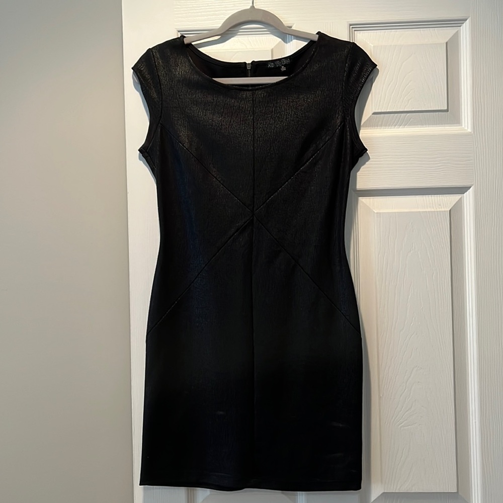 Black faux leather mini dress
